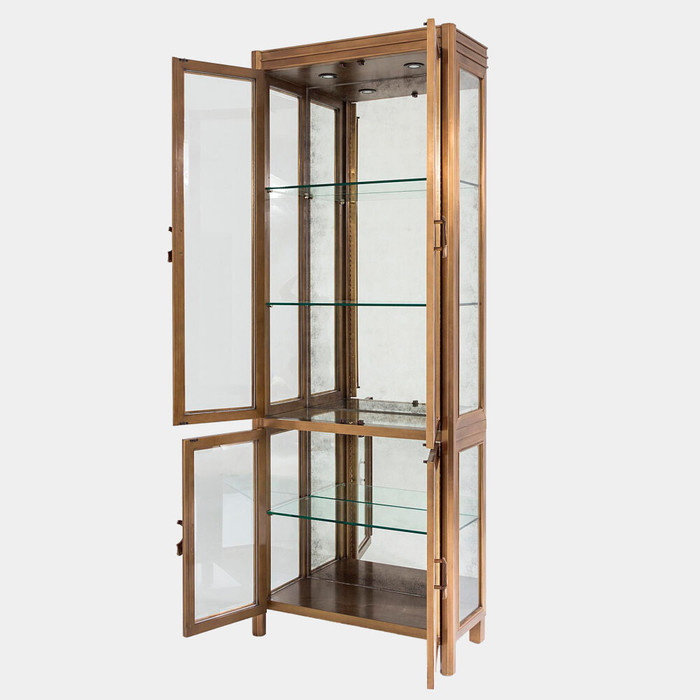 Global Views Apothecary Vitrine - Brass & Antiqued Mirror