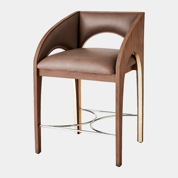 Global Views Arches Counter Stool - Nutmeg & Champagne