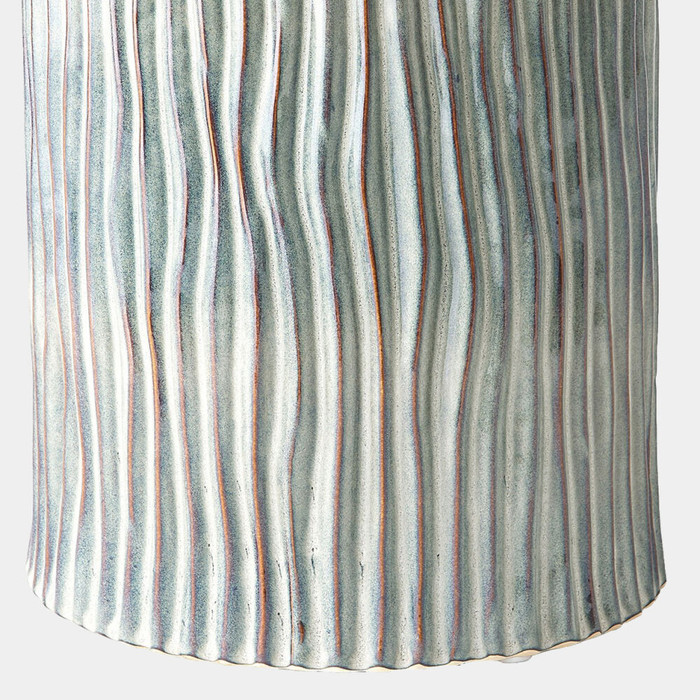 Global Views Bromily Textured Wave Stool - Shiny Gray