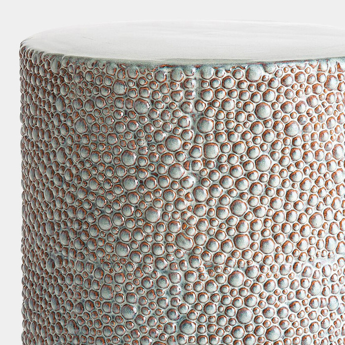 Global Views Calcasieu Stone Stool - Shiny Gray & White