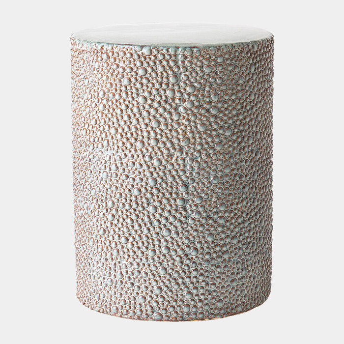 Global Views Calcasieu Stone Stool - Shiny Gray & White