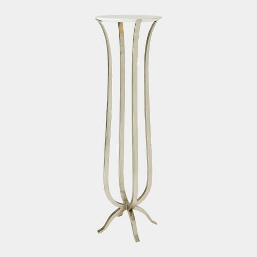 Global Views Chorda Pedestal - Nickel & White Marble