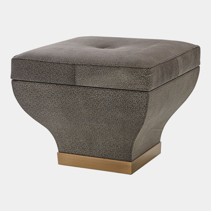 Global Views Churchill Storage Ottoman - Brown Leather