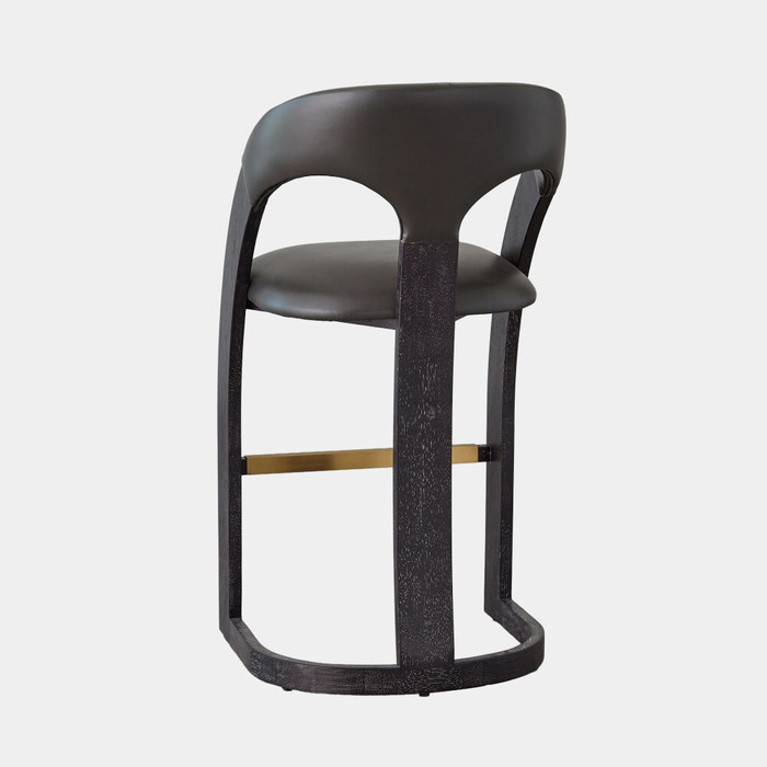 Global Views Delia Barstool - Ebony & Graphite Leather