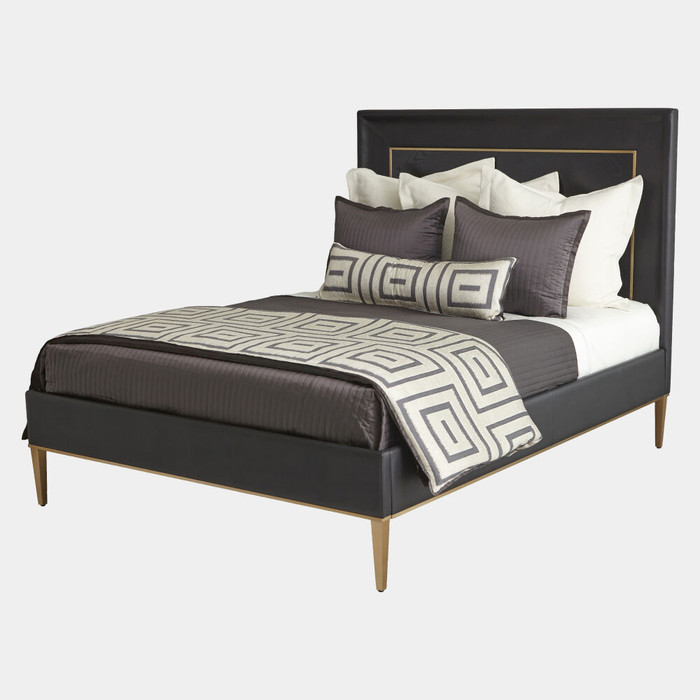 Global Views Ellipse King Bed - Black Leather