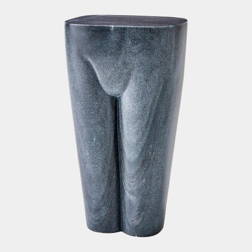 Global Views Femme Stool - Black Marble