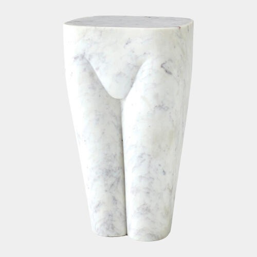 Global Views Femme Stool - White Marble