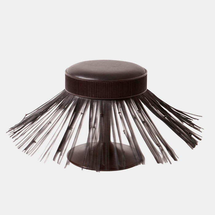 Global Views Grace Swivel Stool - Black Leather