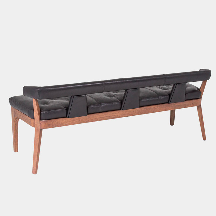 Global Views Moderno Bench - Black Marble Leather