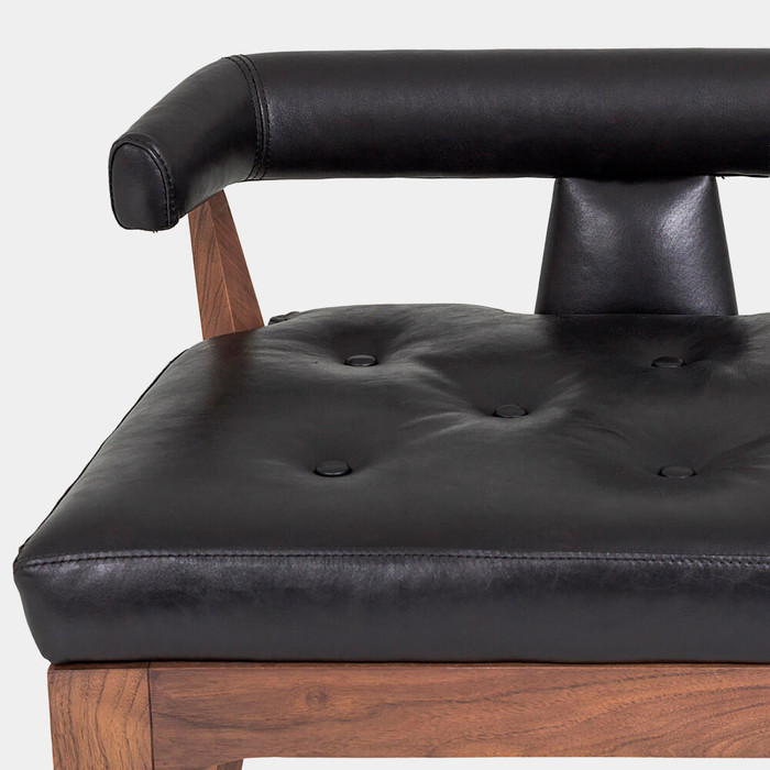Global Views Moderno Bench - Black Marble Leather