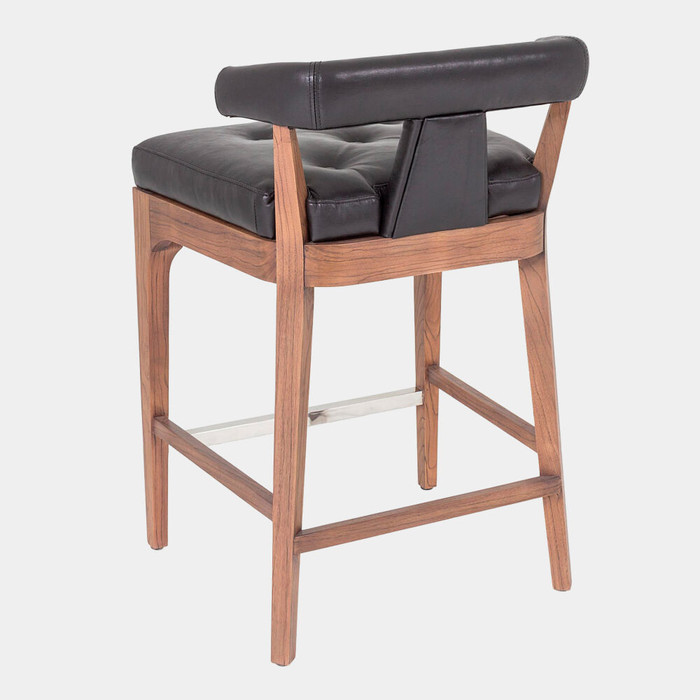 Global Views Moderno Counter Stool - Black Marble Leather