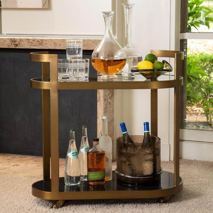 Global Views Regan Bar Cart - Antique Brass
