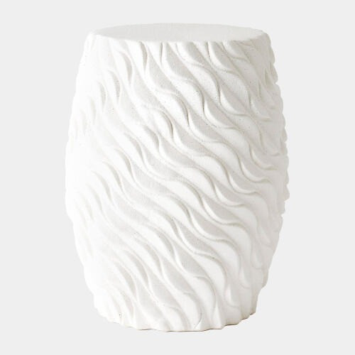 Global Views Wave Garden Stool - White Ceramic 