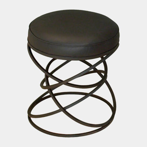 Global Views Ring Counter Stool - Black Leather