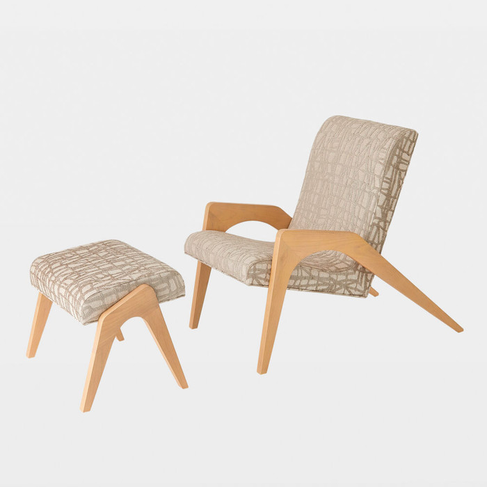 Global Views Archangle Bench - Oak & Gray Velvet