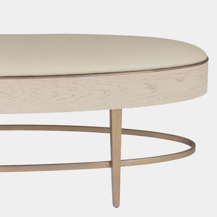 Global Views Ellipse Bench - Ivory Leather