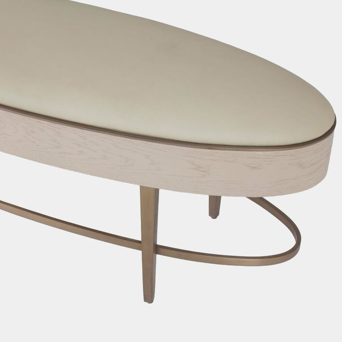 Global Views Ellipse Bench - Ivory Leather