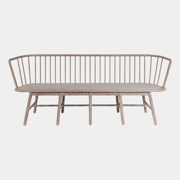 Global Views Spindle Long Bench - Gray Leather