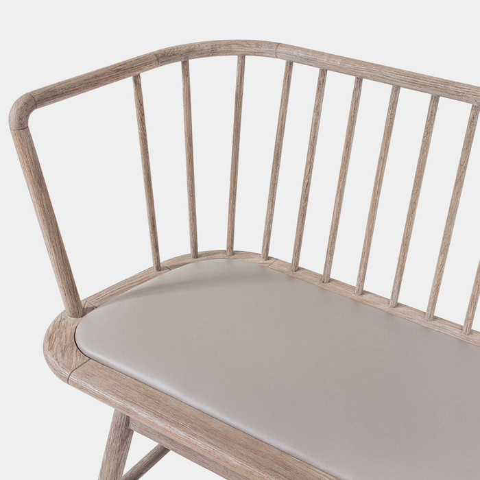 Global Views Spindle Long Bench - Gray Leather