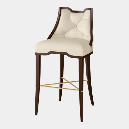Global Views Logan Barstool - Walnut & Milk Leather