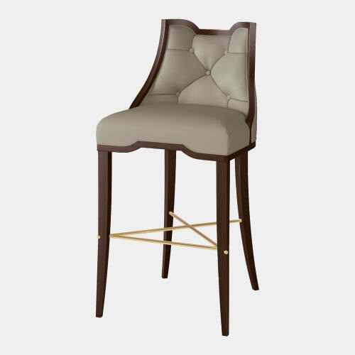 Global Views Logan Barstool - Walnut & Gray Leather