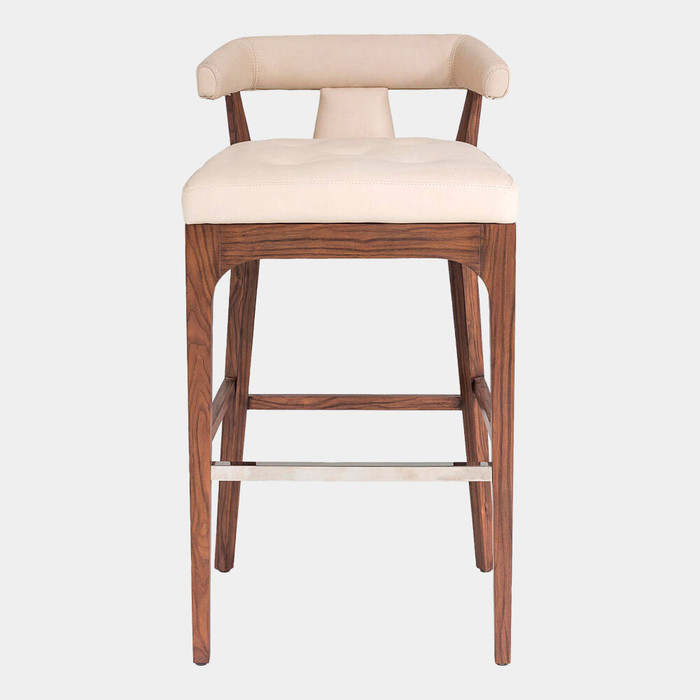 Global Views Moderno Barstool - Ivory Marble Leather