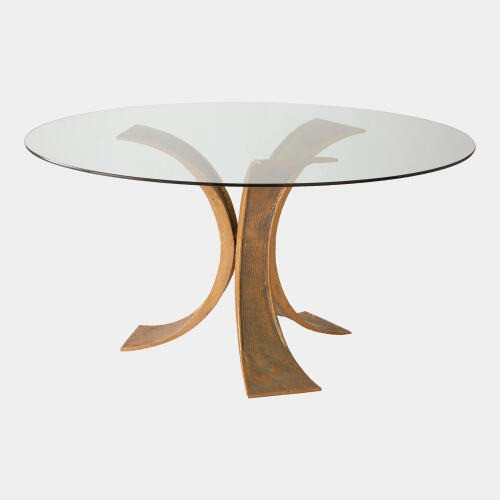 Global Views Lotus 60" Round Dining Table in Antique Gold & Bronze