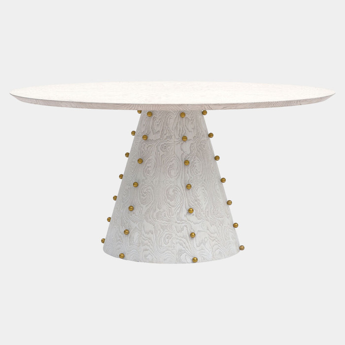 Global Views Spheres Dining Table - White Burl