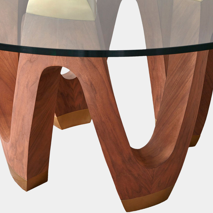 Global Views Wave Dining Table - Walnut & Brushed Brass
