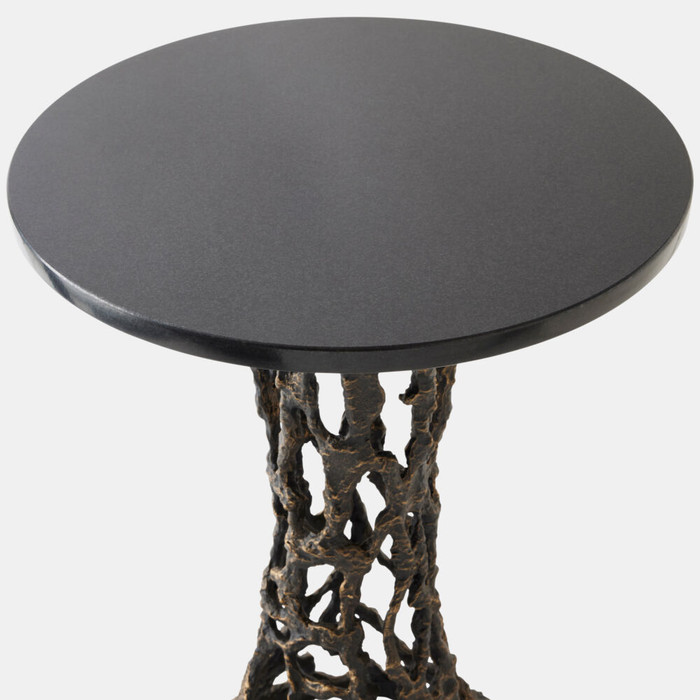 Global Views Filamento Side Table - Bronze & Black Marble