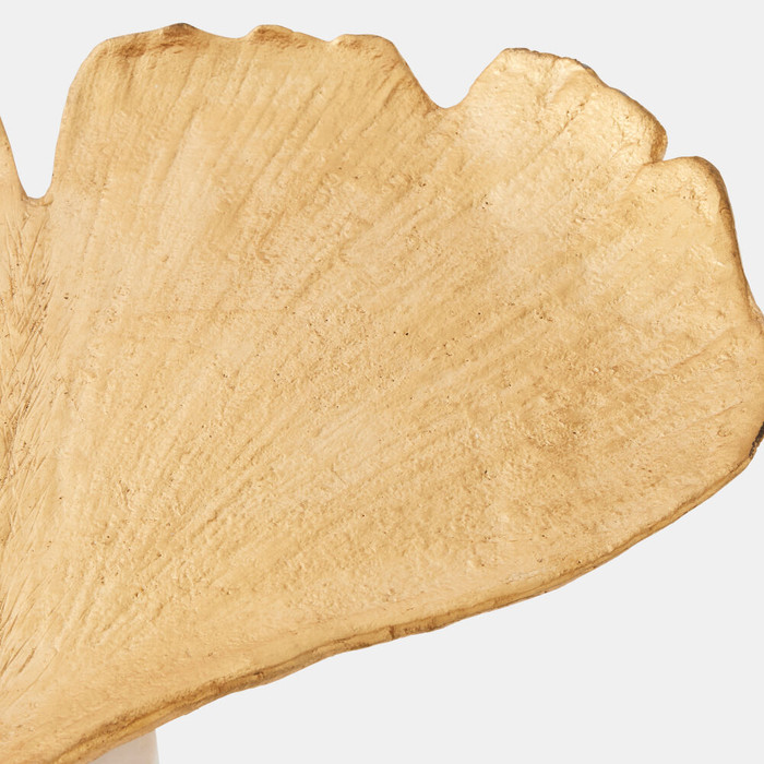 Global Views Ginkgo Leaf Side Table - Gold Leaf & White Marble