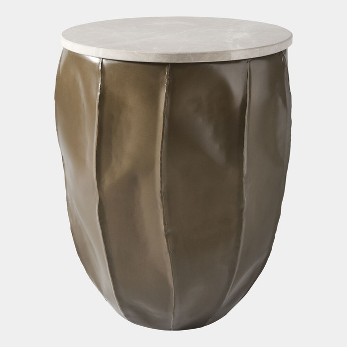 Global Views Cactus Side Table - Bronze & Honed Marble