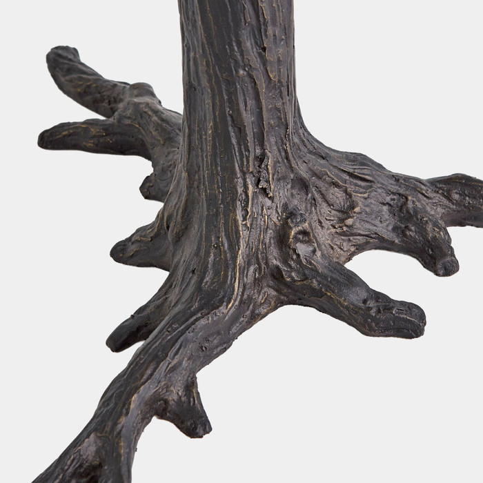 Global Views Faux Bois Side Table - Black Iron & Granite
