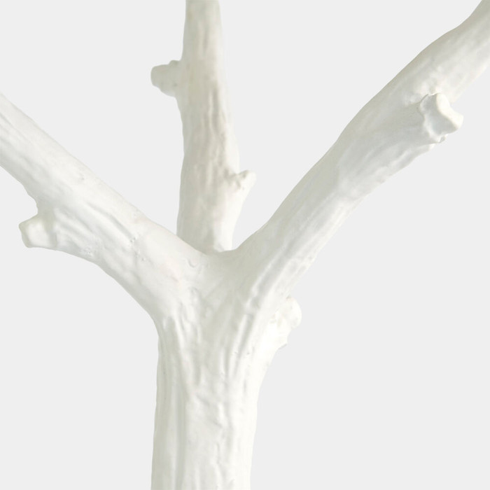 Global Views White Faux Bois Side Table - White Iron & Marble