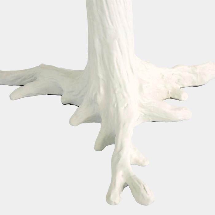 Global Views White Faux Bois Side Table - White Iron & Marble