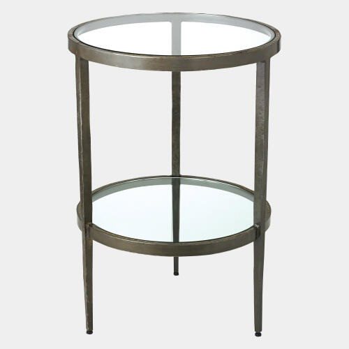 Global Views Laforge Two-Tier Side Table - Brazed Brass