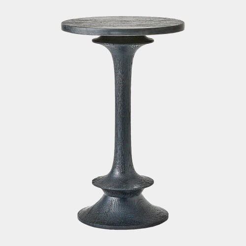 Global Views Oasis Small Side Table - Black Oak & Marble