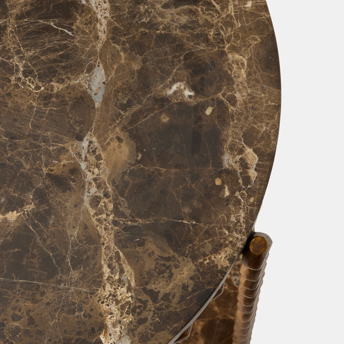 Global Views Pinkered Side Table - Emperador Marble