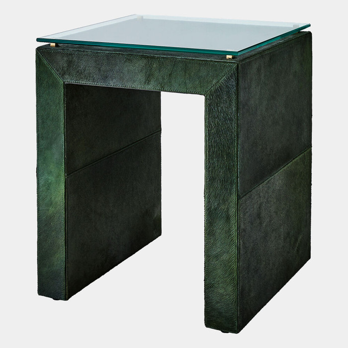 Global Views Posh Side Table - Hair-On-Hide Green
