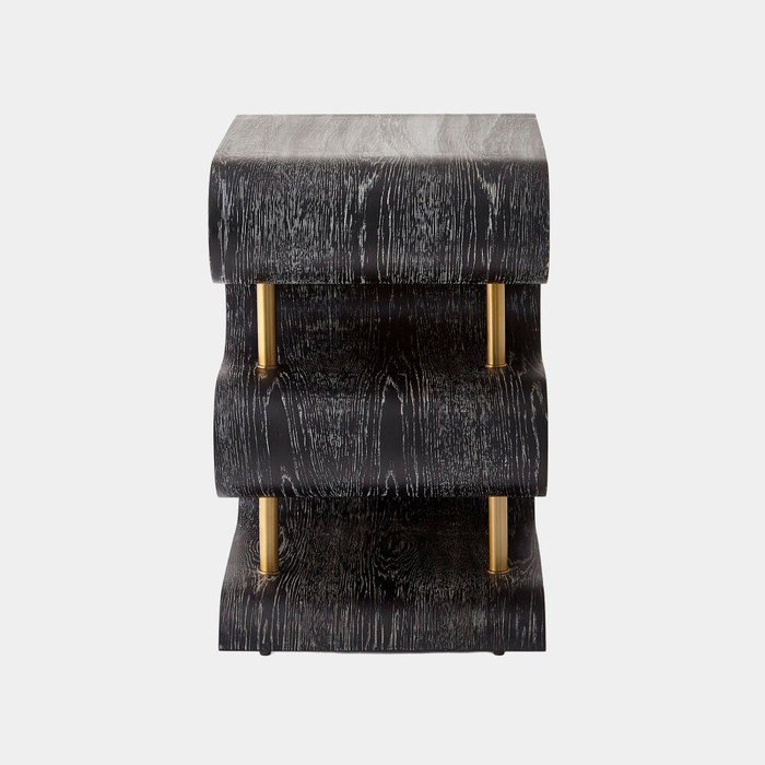 Global Views Traverse Side Table - Ebony Cerused