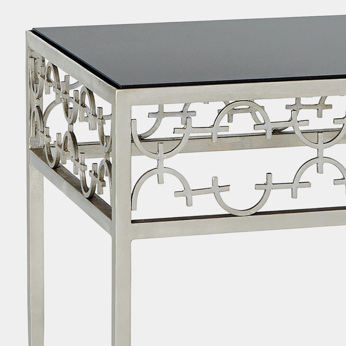 Global Views Nikos C-Fret Side Table - Silver