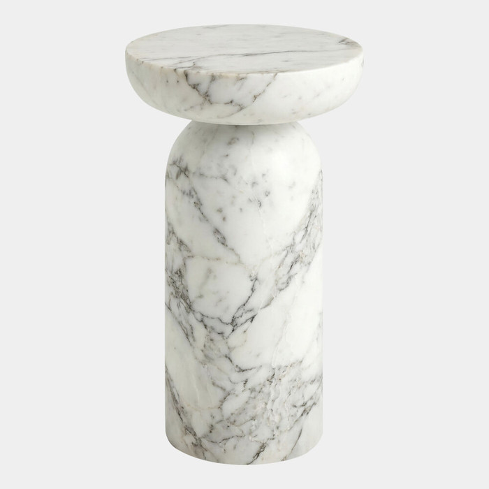 Global Views Tumble Accent Table - Arabescato White Marble