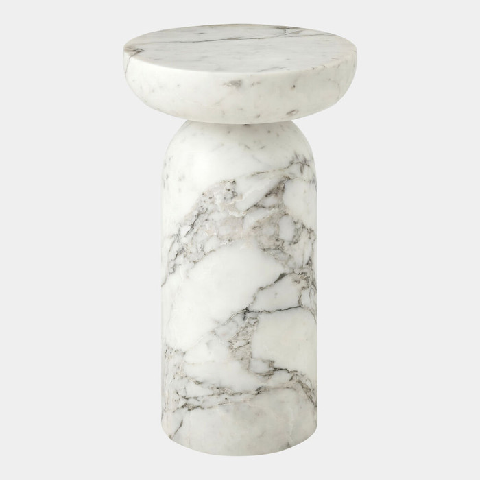 Global Views Tumble Accent Table - Arabescato White Marble