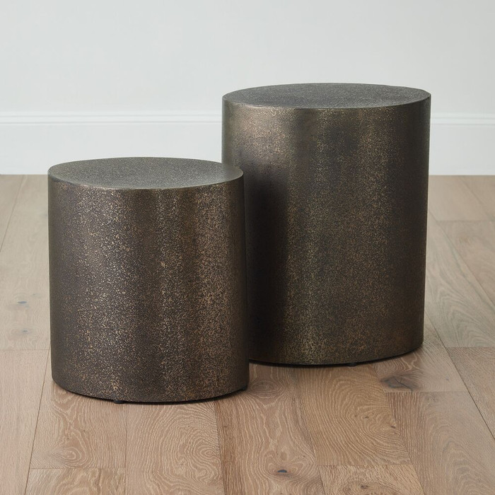 Global Views Arwen Texture Drum Table - Champagne