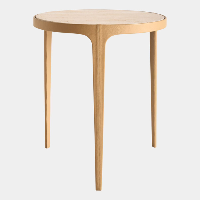 Global Views Avvolto Table - Camel with Travertine