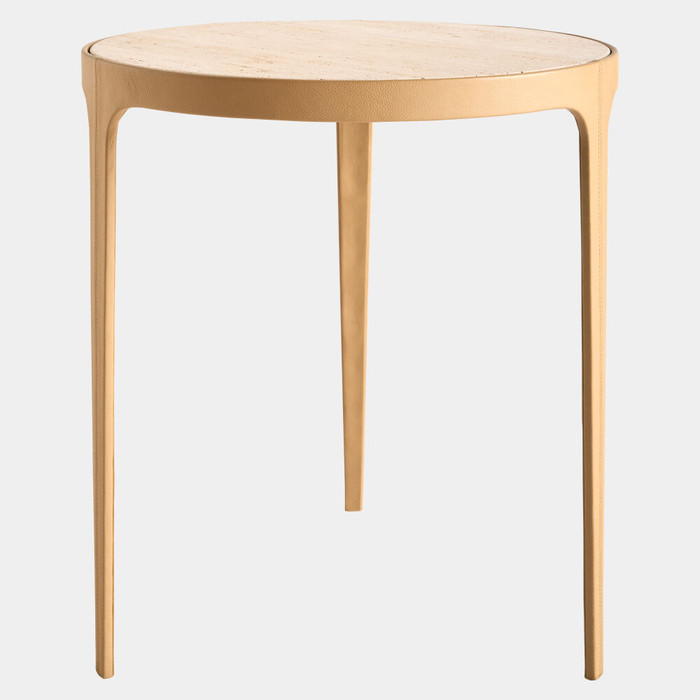 Global Views Avvolto Table - Camel with Travertine
