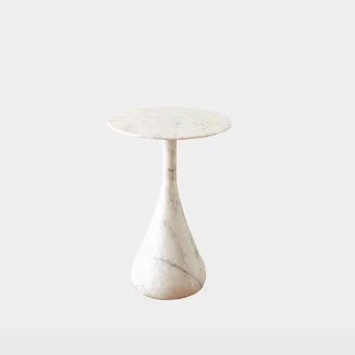Global Views Dea Table - Gray White Carrara Marble