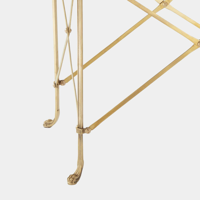 Global Views Rectangular Directoire Table - Brass & White Honed Marble