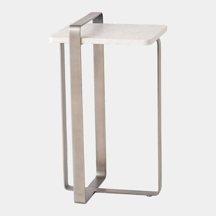 Global Views Edit Table - Gunmetal & White Honed Marble