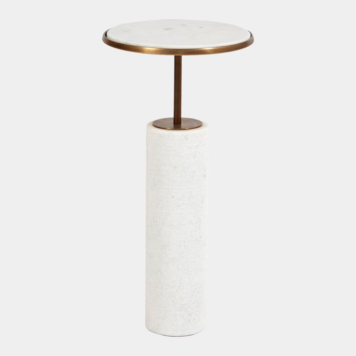 Global Views Flummox Tall Cored Marble Table - Bronze